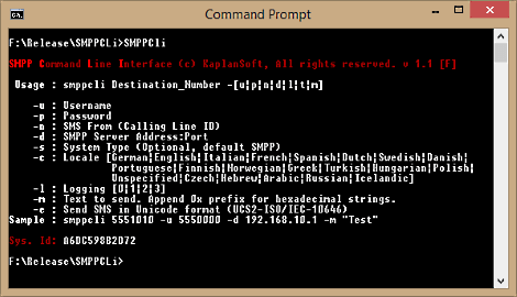 Command line SMPP SMS Sender