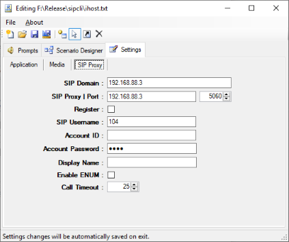 SipCLI Configuration Editor