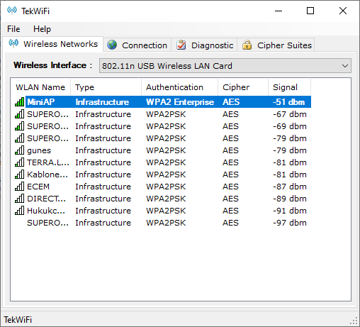 WiFi connection and diagnostic tool