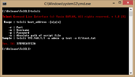 TelCLI Command Line Parameters