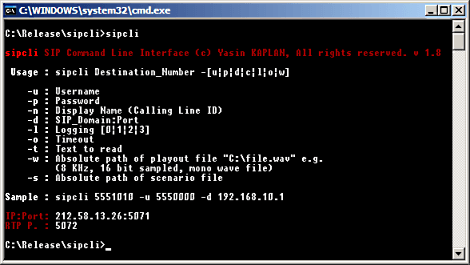 sipcli screenshot