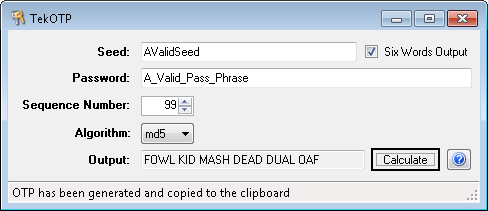 One Time Password Generator Based on RFC 2289