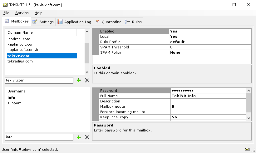 TekSMTP is a SMTP/POP3 server